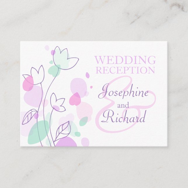Moderne Blume Hochzeit lila Infokarte Begleitkarte (Vorderseite)