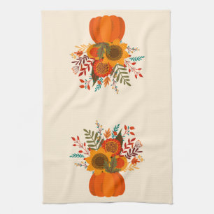 Moderne Blume im Herbst in Pumpkin Geschirrtuch