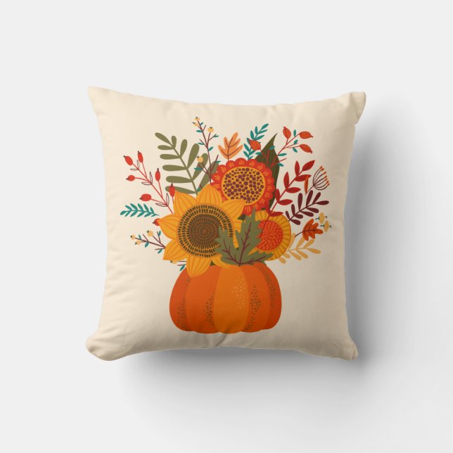 Moderne Blume im Herbst in Pumpkin Kissen (Vorderseite)