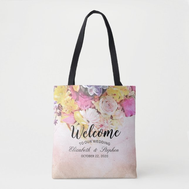 Moderne Blume im Wasserfarbenbereich Hochzeitsgesc Tasche (Vorderseite)