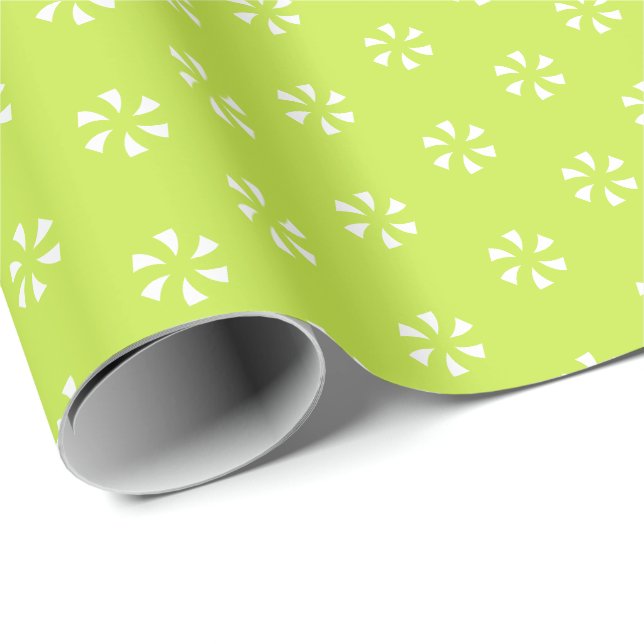 Moderne Blume in Kalkgrün - Schneeflocken Geschenkpapier (Rolleneckpunkt)