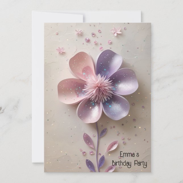 Moderne Blume in Rosa Einladung (Vorderseite)