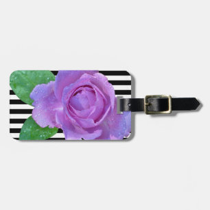 Moderne Blume, Lila Rose, Streifen Gepäckanhänger