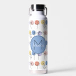 Moderne Blume-Linienzeichnungen mit Pastellfarben Trinkflasche<br><div class="desc">Personalisierte Wasserflasche mit Name und Initialzündung vorne und modernes Blumenmuster in bunten Pastelltönen.</div>
