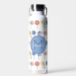 Moderne Blume-Linienzeichnungen mit Pastellfarben Trinkflasche<br><div class="desc">Personalisierte Wasserflasche mit Name und Initialzündung vorne und modernes Blumenmuster in bunten Pastelltönen.</div>