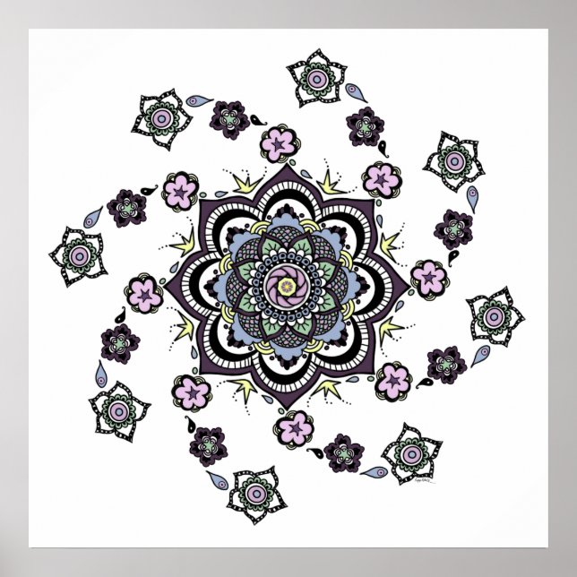 Moderne Blume Mandala Poster (Vorne)