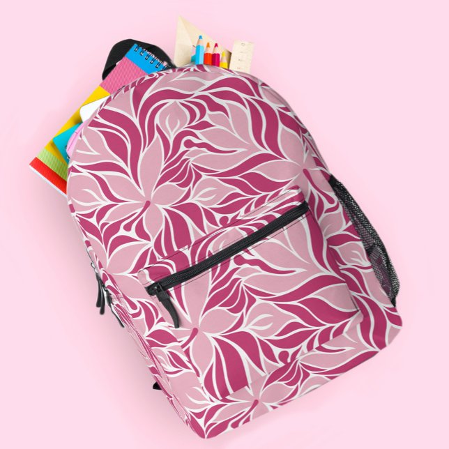 Moderne Blume mit Blumenmuster Girl Pink Bedruckter Rucksack (Trendy Modern Floral Pattern Flowers Girly Pink Printed Backpack
)