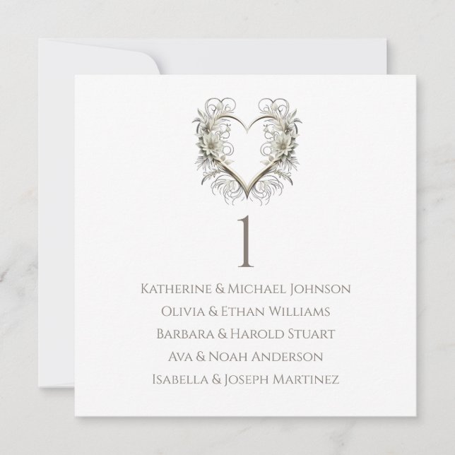Moderne Blume mit einer Heart Wedding Chart Einladung (Vorderseite)