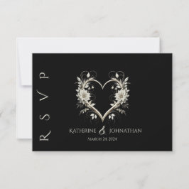 Moderne Blume mit einer Herzhochzeit RSVP Karte