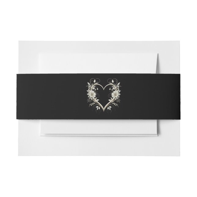 Moderne Blume mit Herz-Hochzeit- Einladungsbanderole (Vorderseite Beispiel)