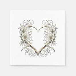 Moderne Blume mit Herz-Hochzeit- Serviette