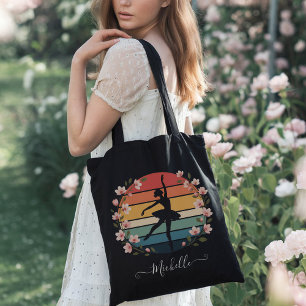 Moderne Blume mit Personalisiertem Namen Ballerina Tasche