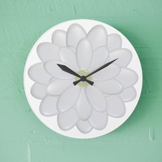Moderne Blume mit weißer Daisy Große Wanduhr