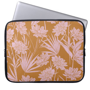Moderne Blume Monoton Retro-Stimmung nahtlos Laptopschutzhülle
