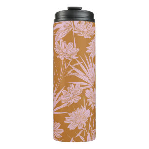 Moderne Blume Monoton Retro-Stimmung nahtlos  Thermosbecher