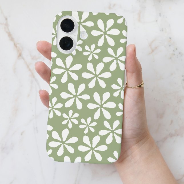 Moderne Blume Muster Chic Sage Green Girl iPhone 16 Hülle (Modern Flower Pattern Chic Sage Green Girly Floral Case-Mate iPhone Case)