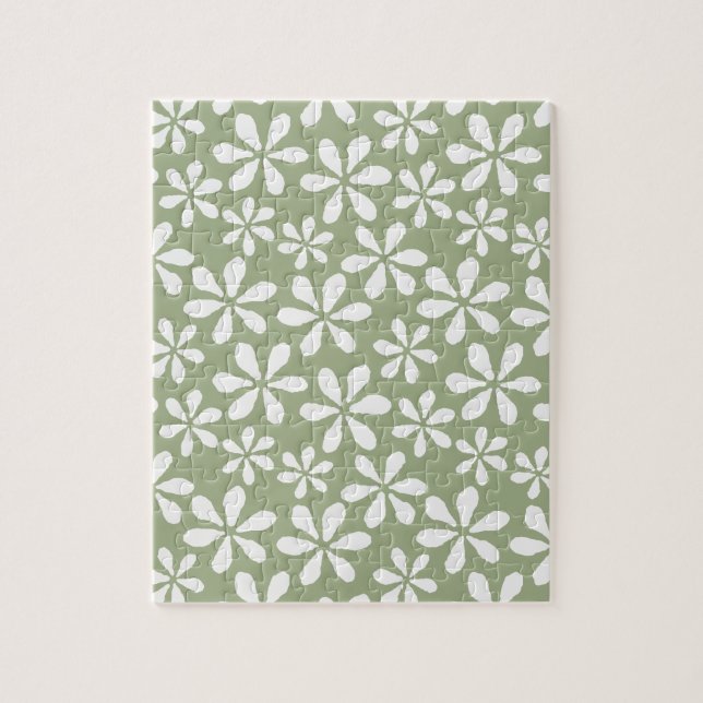 Moderne Blume Muster Einfache Farbe Grün (Vertikal)