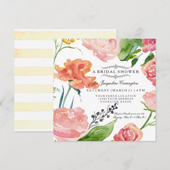Moderne Blume Sunset Colors Brautparty Einladung (Vorne/Hinten)