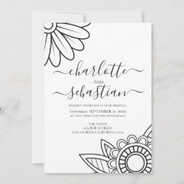 Moderne Blume Typografie Stil Hochzeitseinladung Save The Date