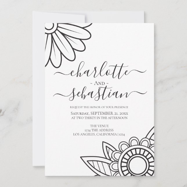Moderne Blume Typografie Stil Hochzeitseinladung Save The Date (Vorderseite)