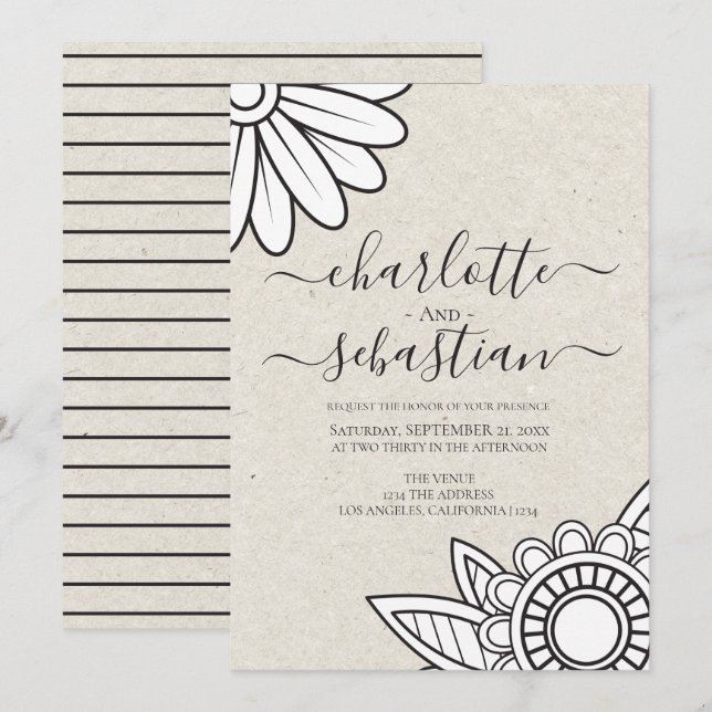 Moderne Blume Typografie Style Wedding Einladung (Vorne/Hinten)