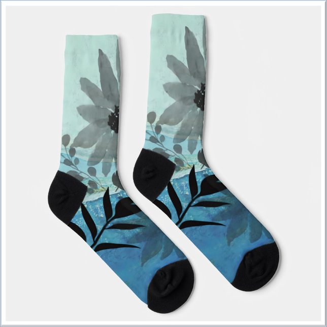 Moderne Blume über traumhaft blaues Hintergrund Socken (Von Creator hochgeladen)