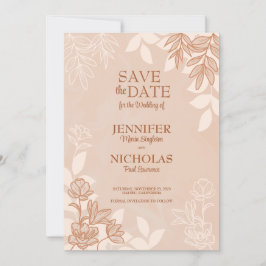 Moderne Blume und Blätter für Hochzeiten Einladung