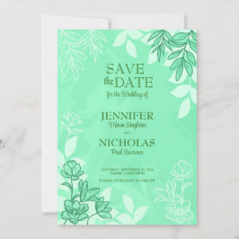Moderne Blume und Blätter für Hochzeiten Einladung