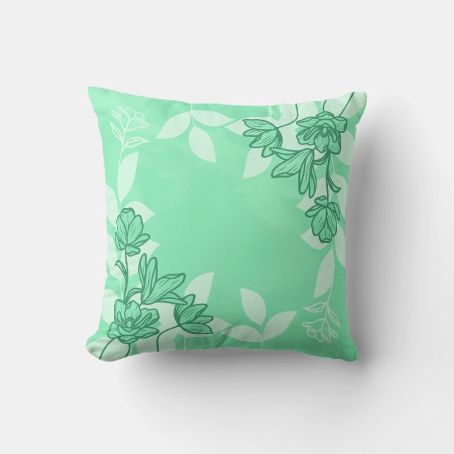 Moderne Blume und Blätter Ornamente Kissen (Vorderseite)