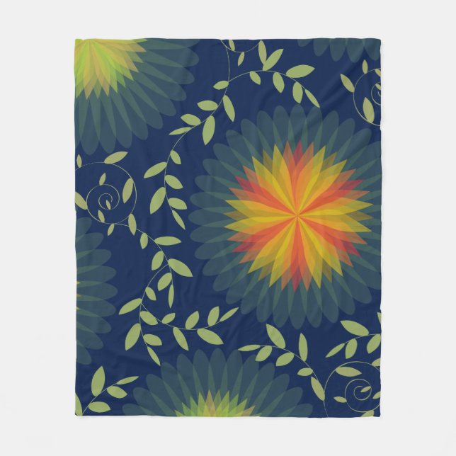 Moderne Blume und Weinberge Fleecedecke (Vorderseite)