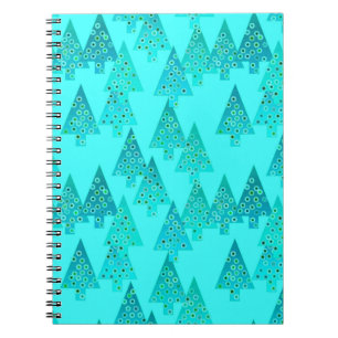 Moderne Blume Weihnachtsbäume - Aqua & Peacock Notizblock