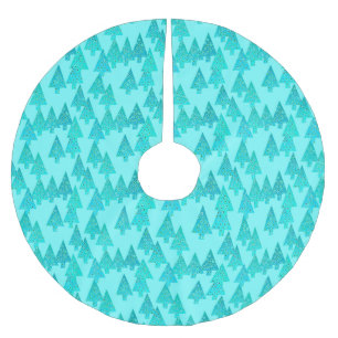 Moderne Blume Weihnachtsbäume - Aqua & Peacock Polyester Weihnachtsbaumdecke