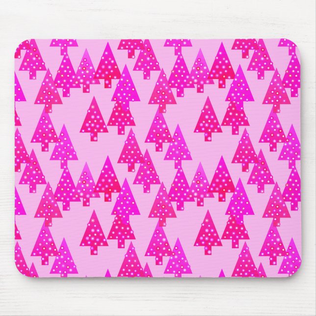 Moderne Blume Weihnachtsbäume - fuchsienrosa Mousepad (Vorne)