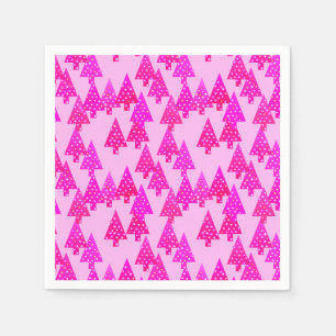 Moderne Blume Weihnachtsbäume - fuchsienrosa Serviette