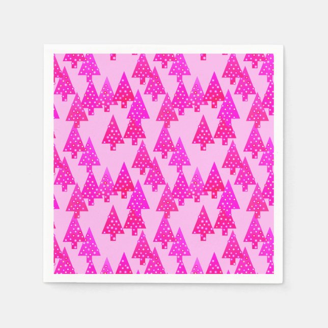 Moderne Blume Weihnachtsbäume - fuchsienrosa Serviette (Vorderseite)