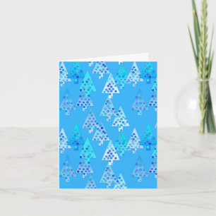 Moderne Blume Weihnachtsbäume - Himmel blau Feiertagskarte