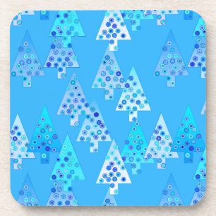 Moderne Blume Weihnachtsbäume - Himmel blau Getränkeuntersetzer
