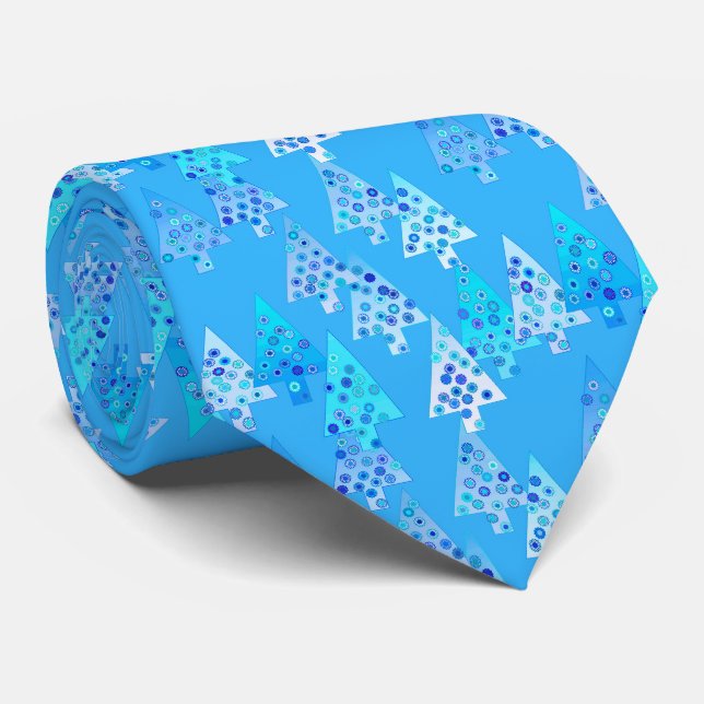 Moderne Blume Weihnachtsbäume - Himmel blau Krawatte (Gerollt)