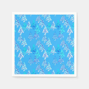 Moderne Blume Weihnachtsbäume - Himmel blau Serviette