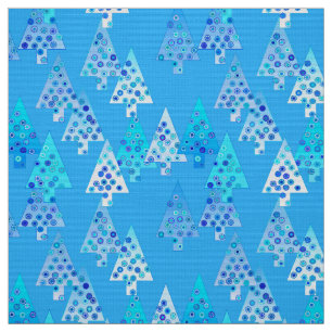 Moderne Blume Weihnachtsbäume - Himmel blau Stoff