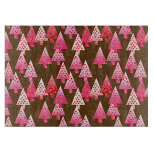 Moderne Blume Weihnachtsbäume - Korallen & Braun Schneidebrett