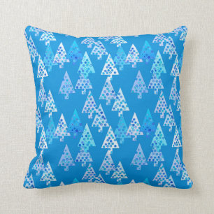Moderne Blume Weihnachtsbäume - Meerblau Kissen