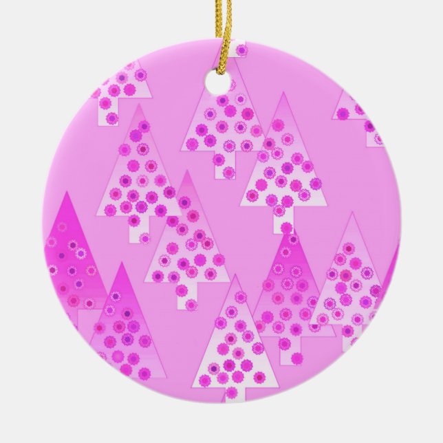 Moderne Blume Weihnachtsbäume - Orchideen & Veilch Keramikornament (Vorne)