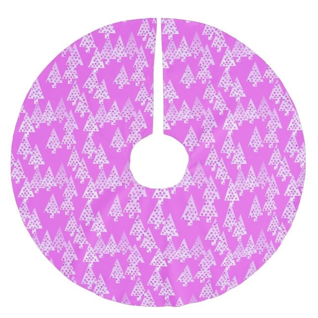 Moderne Blume Weihnachtsbäume - Orchideenrosa Polyester Weihnachtsbaumdecke (Vorderseite)