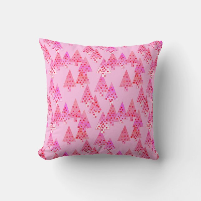 Moderne Blume Weihnachtsbäume - pastellrosa Kissen (Vorderseite)