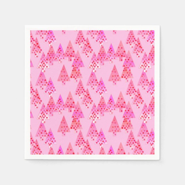 Moderne Blume Weihnachtsbäume - pastellrosa Serviette (Vorderseite)