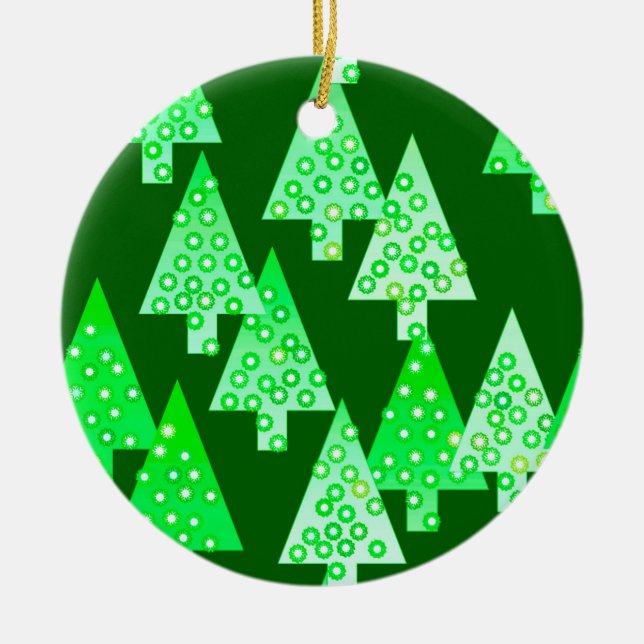 Moderne Blume Weihnachtsbäume - Pinien grün Keramikornament (Vorne)