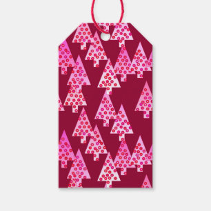 Moderne Blume Weihnachtsbäume - Wein & Rosa Geschenkanhänger