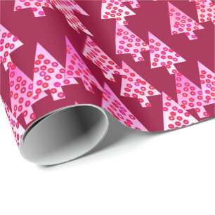 Moderne Blume Weihnachtsbäume - Wein & Rosa Geschenkpapier