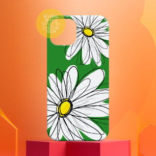 Moderne Blume Zeichne weiß grün gelb iPhone 16 Hülle